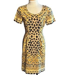 Bloomingdale's Vintage Silk Leopard Print  Short Sleeve  Dress Size 4